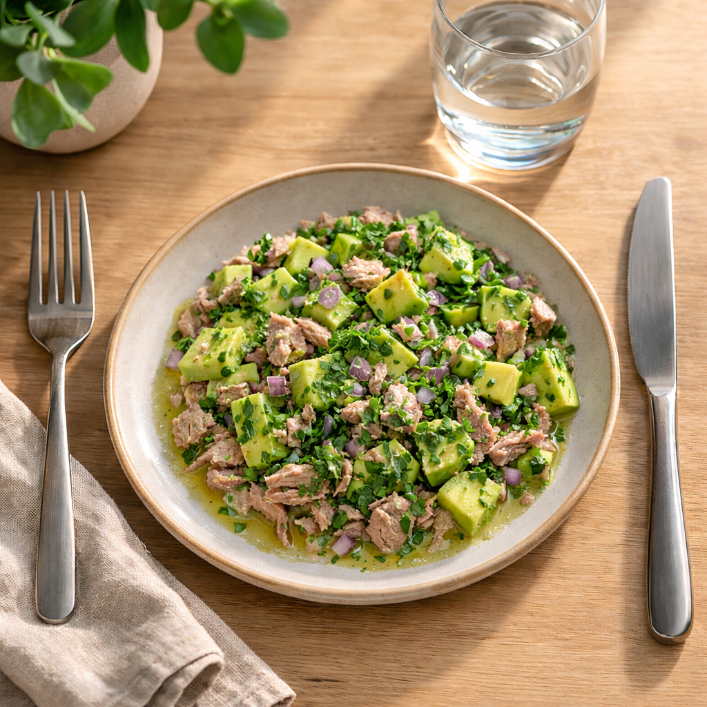 Creamy Avocado and Herb Tuna Bowl